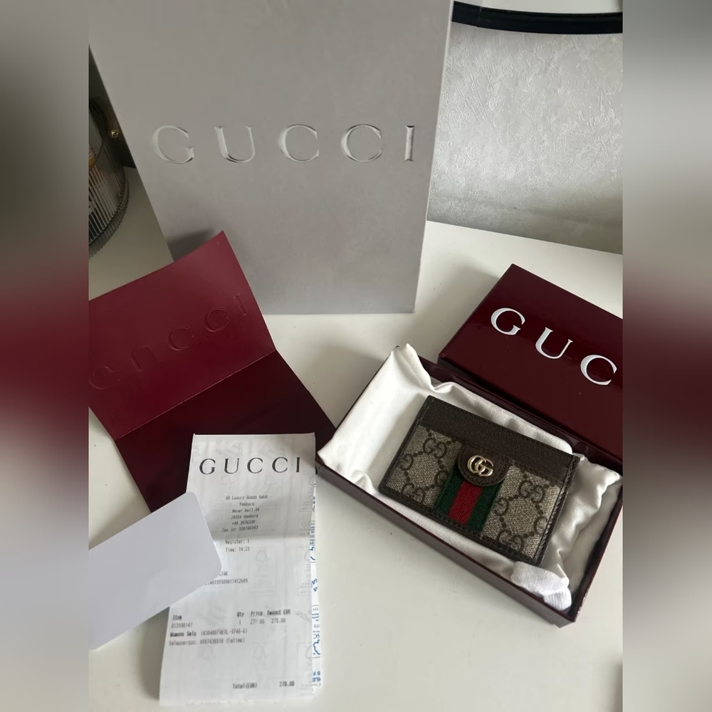 Gucci Ophidia Beige and Dark Brown Card Case - Picture 5 of 5